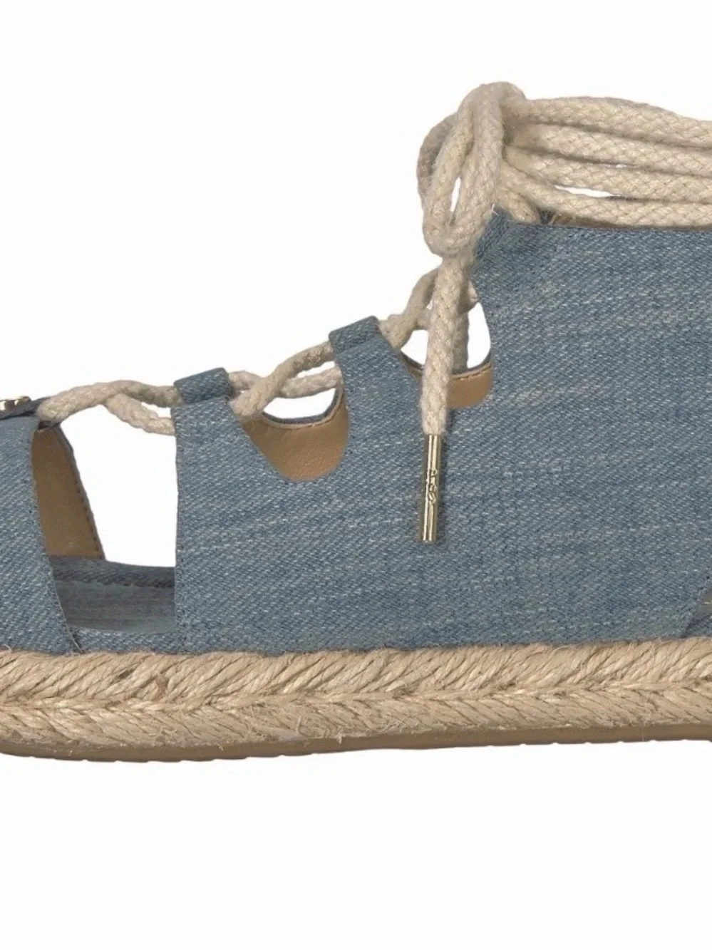 10M MICHAEL KORS MCKENNA DENIM WOMEN'S ESPADRILLE SANDAL FLAT OPEN TOE SHOES